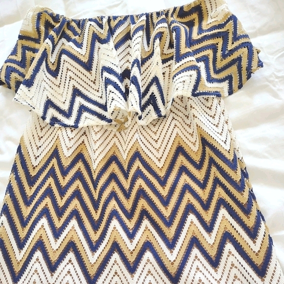 Anthropologie Judith March Strapless Chevron Striped Dress Size L - Picture 3 of 6